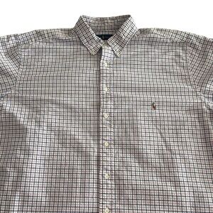 Ralph Lauren Men’s Blue & Pink Check Button Down LS Oxford Shirt Flesh Pony🏇